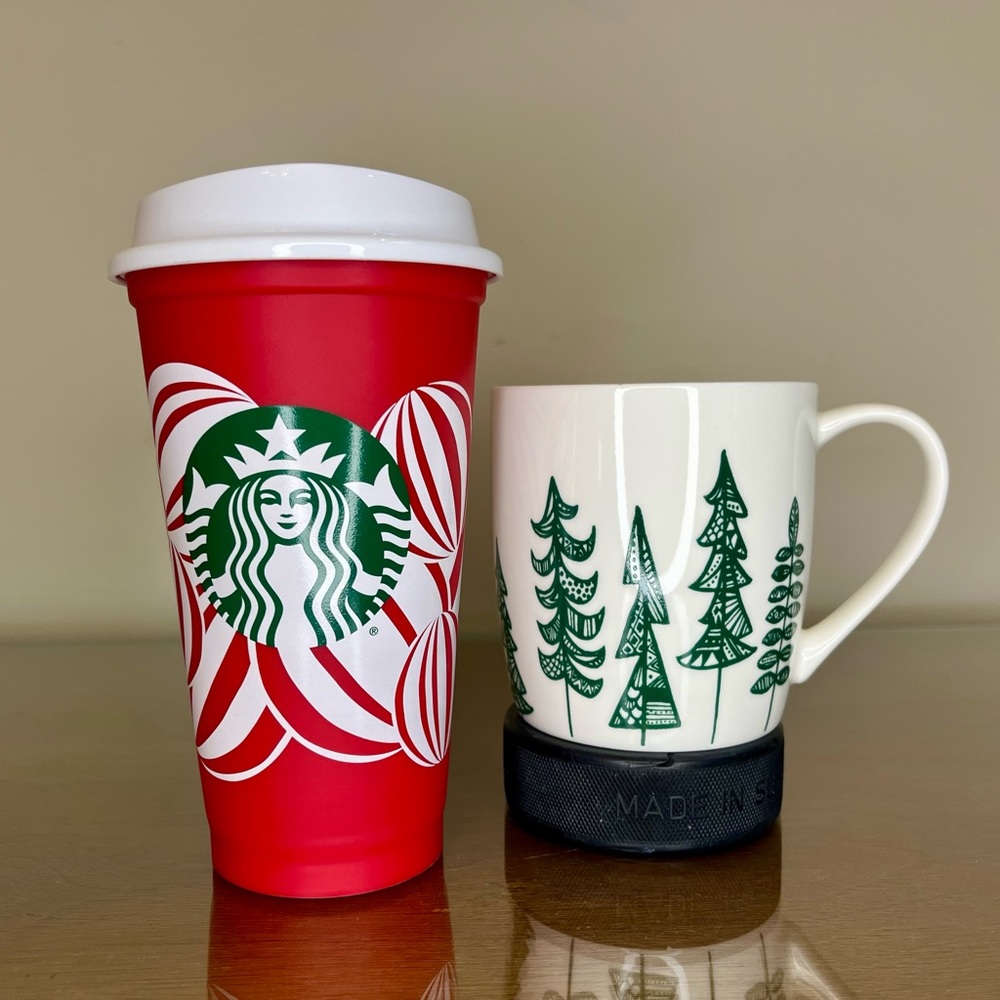 Bundle! Starbucks Red Cup 2024 Holiday 16oz Tumbler, 2015 Christmas Tress 16 Mug
